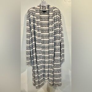 Lane Bryant Black and White Striped Cardigan